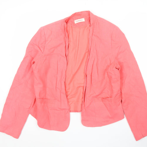Camaieu Womens Pink Linen Cotton Blazer Jacket Size 16