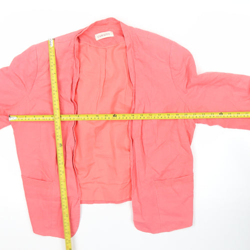 Camaieu Womens Pink Linen Cotton Blazer Jacket Size 16