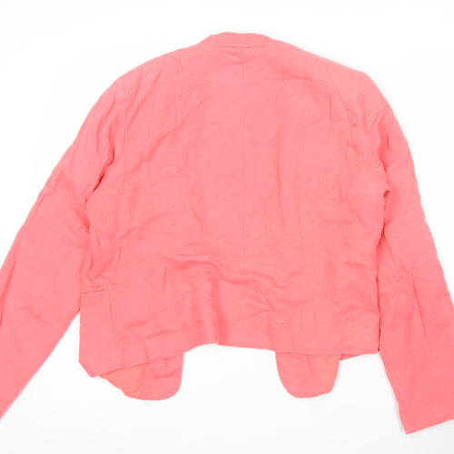 Camaieu Womens Pink Linen Cotton Blazer Jacket Size 16