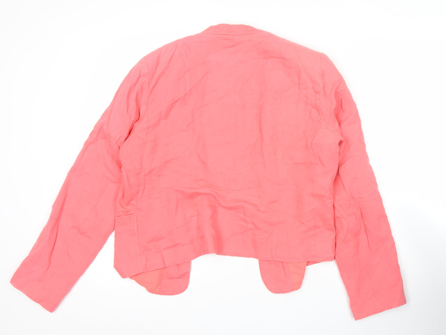 Camaieu Womens Pink Linen Cotton Blazer Jacket Size 16
