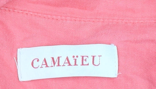 Camaieu Womens Pink Linen Cotton Blazer Jacket Size 16
