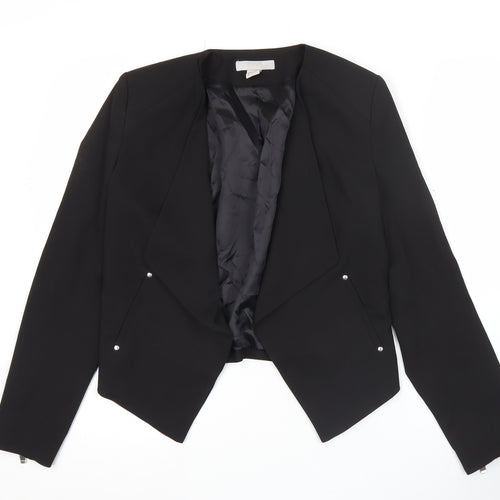 H&M Women Black Size 10 Shawl Lapel Blazer Jacket