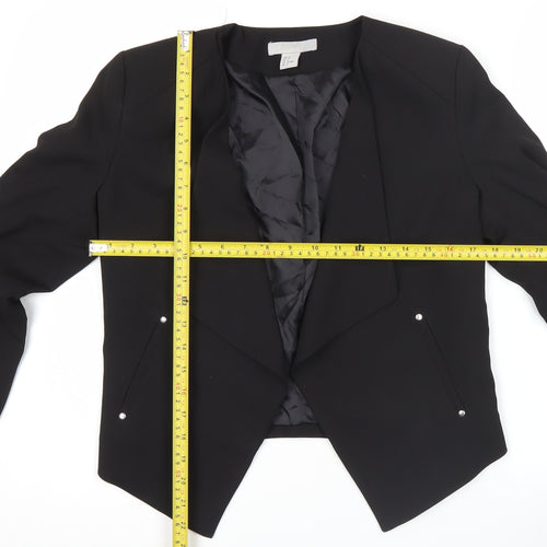 H&M Women Black Size 10 Shawl Lapel Blazer Jacket