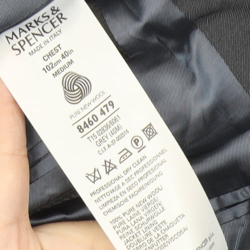 Marks and Spencer Men’s Grey Wool Blazer Jacket 40” Chest Regular Fit