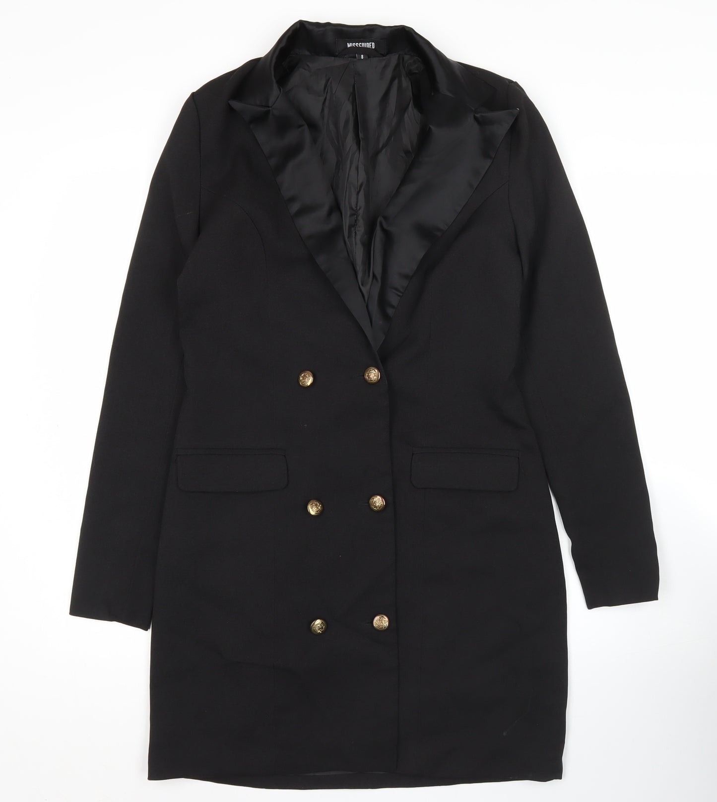 Missguided Womens Black Size 8 Double-Breasted Tuxedo Blazer Dress