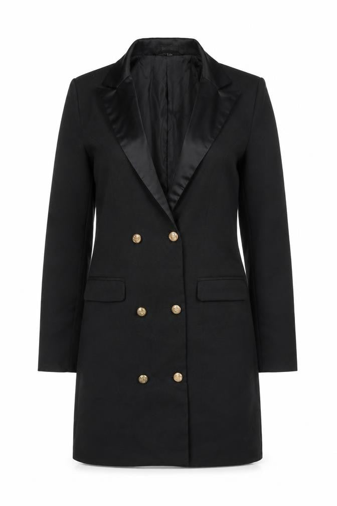 Missguided Womens Black Size 8 Double-Breasted Tuxedo Blazer Dress
