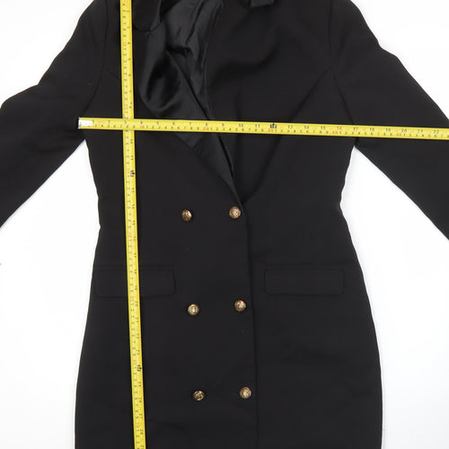 Missguided Womens Black Size 8 Double-Breasted Tuxedo Blazer Dress