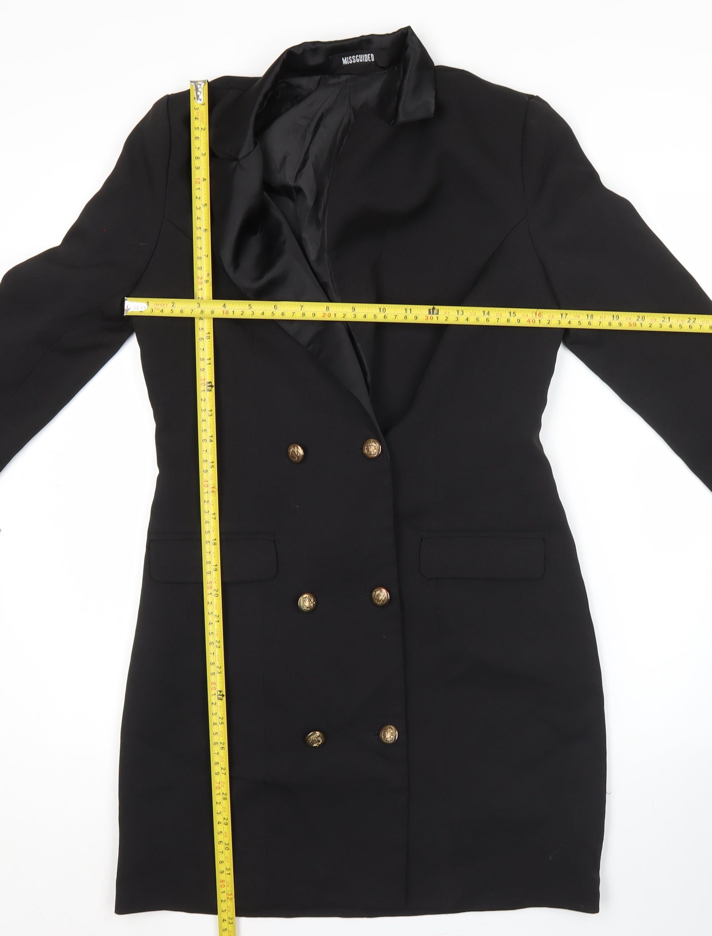 Missguided Womens Black Size 8 Double-Breasted Tuxedo Blazer Dress
