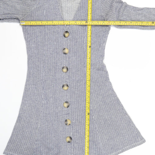 River Island Women’s Blue Striped Shirt Dress Size 8 Long Sleeve