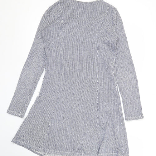 River Island Women’s Blue Striped Shirt Dress Size 8 Long Sleeve