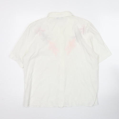 Hamells Womens Ivory Embroidered Button-Up Shirt Size 12