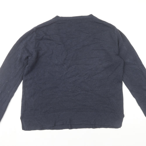 Marks and Spencer Womens Blue Size 12 V-Neck Acrylic Jumper