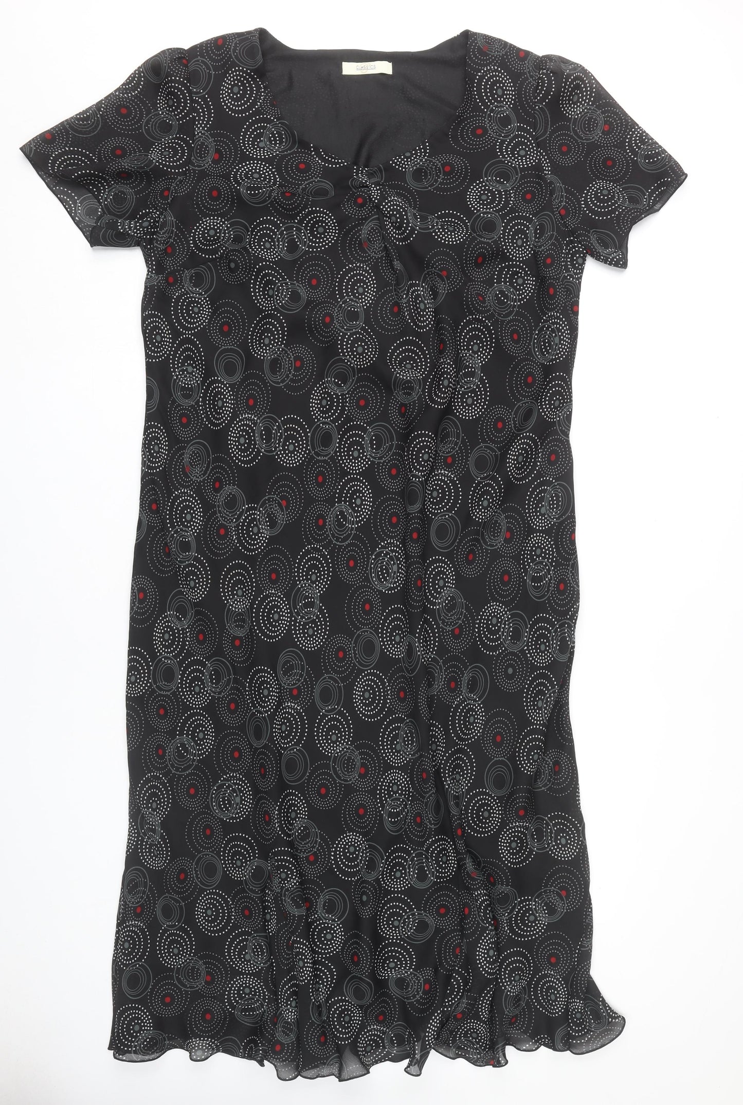 Classics Women’s Black Geometric Midi Shift Dress Size 24