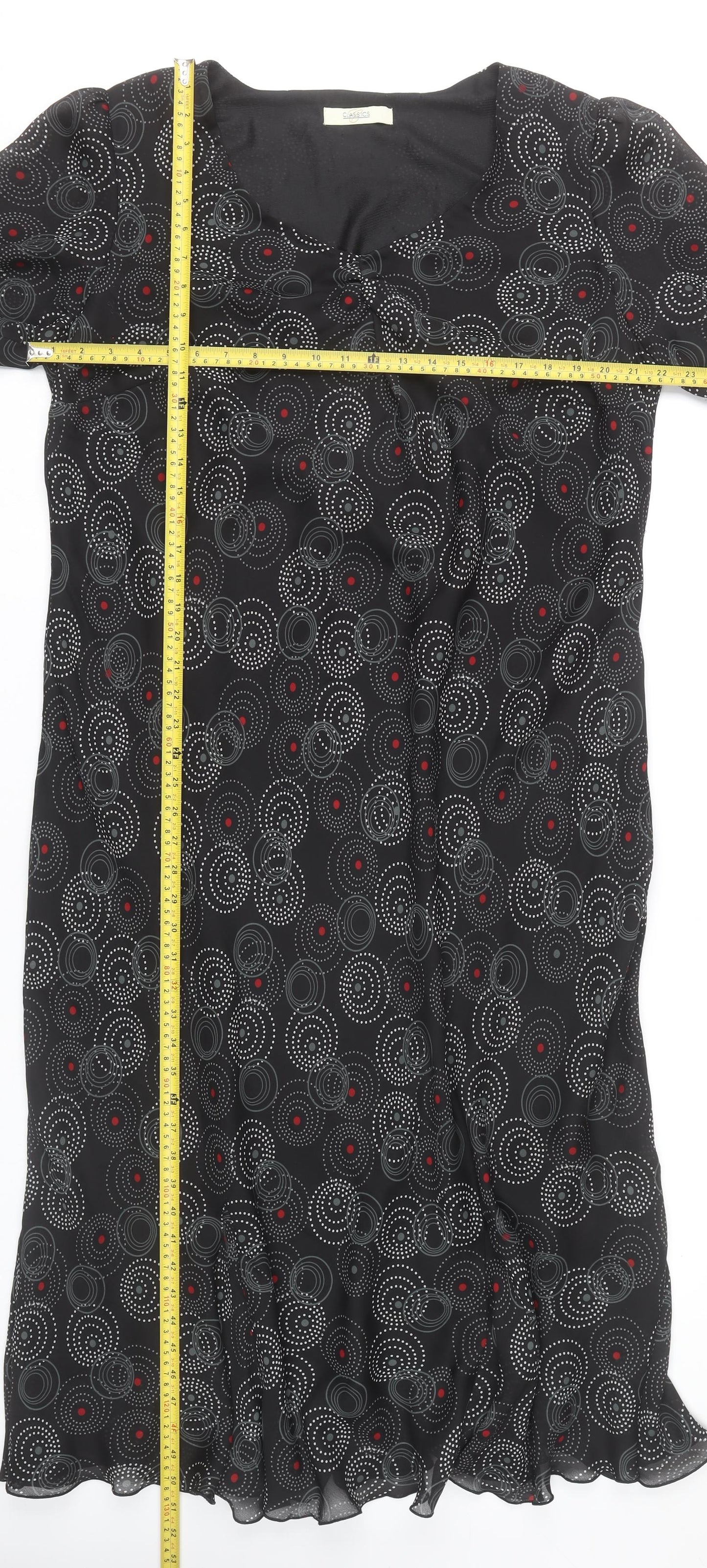 Classics Women’s Black Geometric Midi Shift Dress Size 24