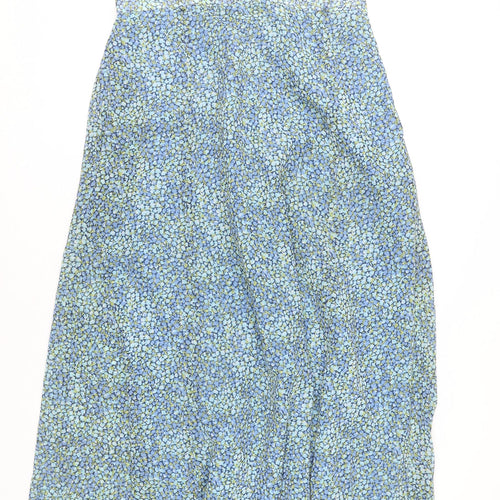 Double TWO Womens Blue Floral A-Line Midi Skirt Size 16