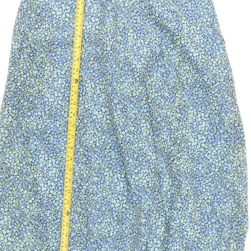 Double TWO Womens Blue Floral A-Line Midi Skirt Size 16