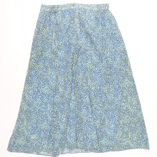 Double TWO Womens Blue Floral A-Line Midi Skirt Size 16