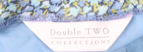 Double TWO Womens Blue Floral A-Line Midi Skirt Size 16