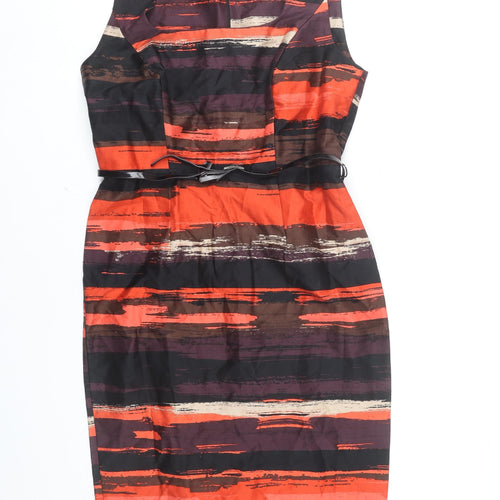 M&Co Women’s Multicoloured Stripe Sheath Dress Size 12 Sleeveless