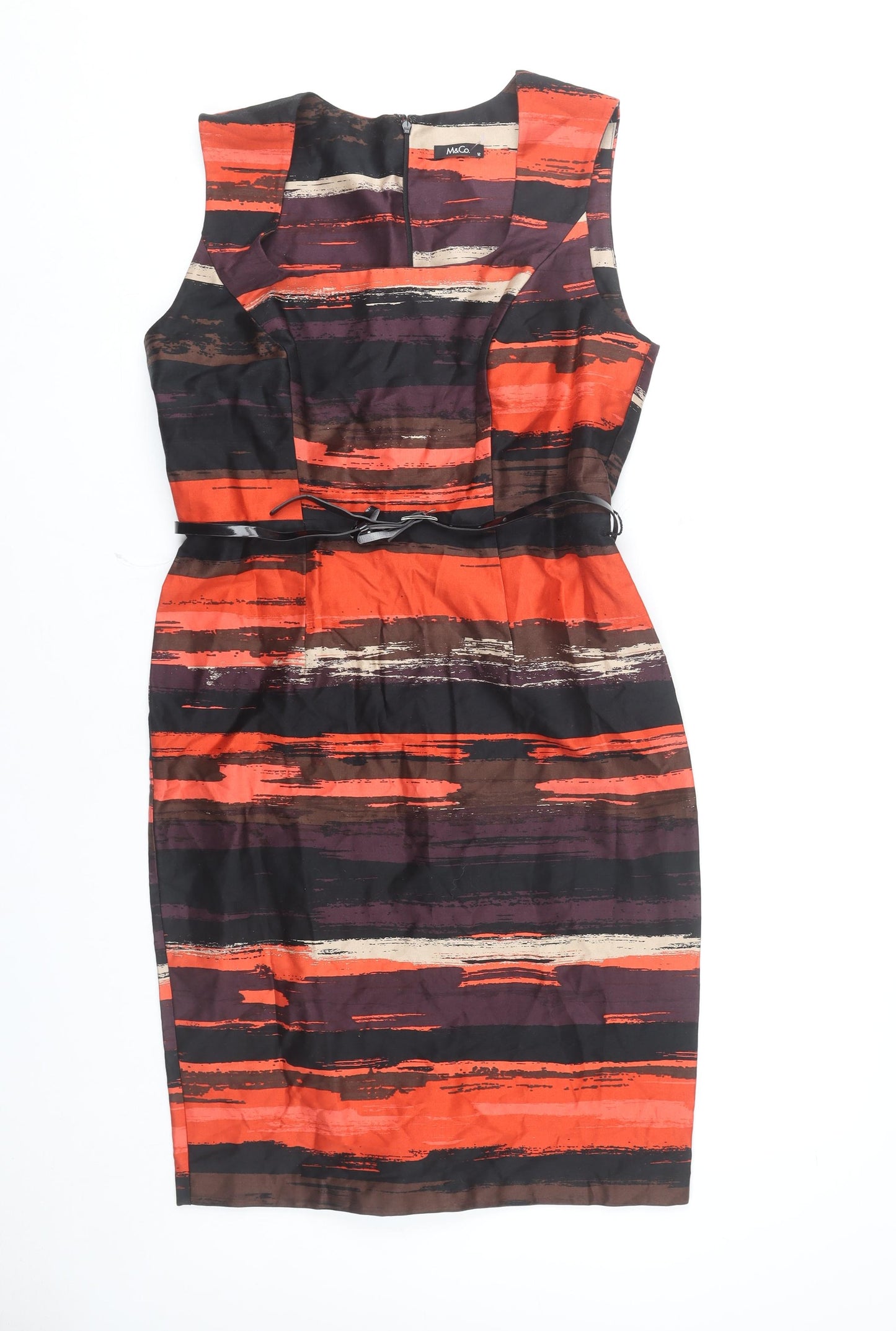 M&Co Women’s Multicoloured Stripe Sheath Dress Size 12 Sleeveless