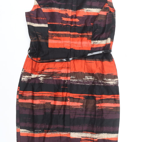 M&Co Women’s Multicoloured Stripe Sheath Dress Size 12 Sleeveless