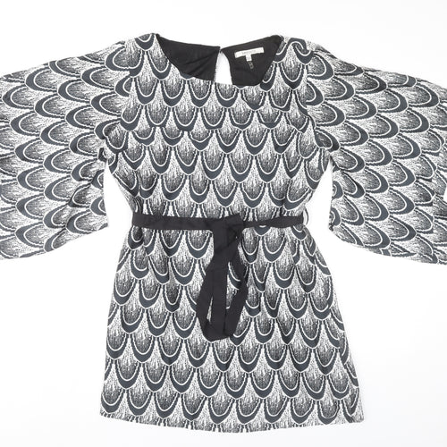 Lucy Paris Women’s Black Geometric Shift Dress Size 12 Kimono Sleeve