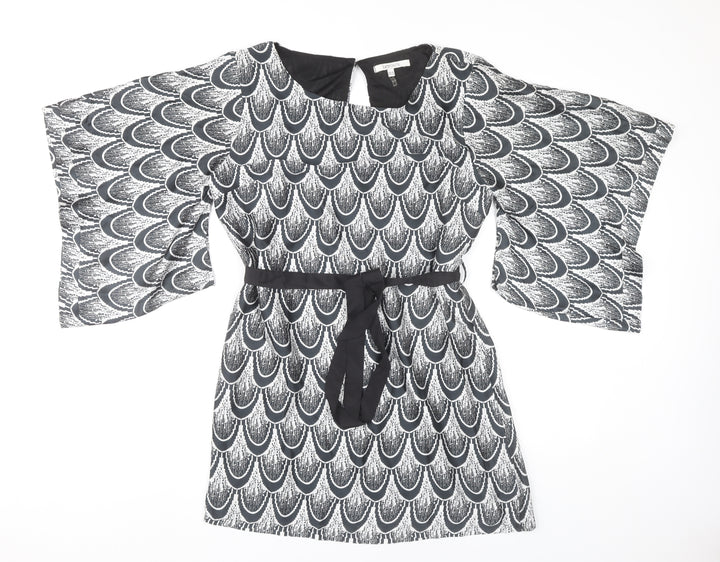 Lucy Paris Women’s Black Geometric Shift Dress Size 12 Kimono Sleeve