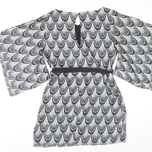 Lucy Paris Women’s Black Geometric Shift Dress Size 12 Kimono Sleeve