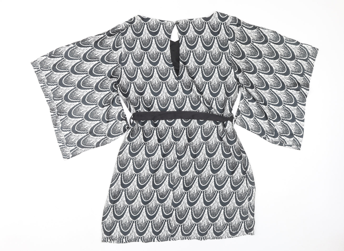 Lucy Paris Women’s Black Geometric Shift Dress Size 12 Kimono Sleeve
