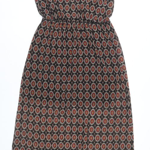 Miss Selfridge Womens Black Geometric Midi Dress Size 10 Sleeveless