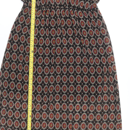 Miss Selfridge Womens Black Geometric Midi Dress Size 10 Sleeveless