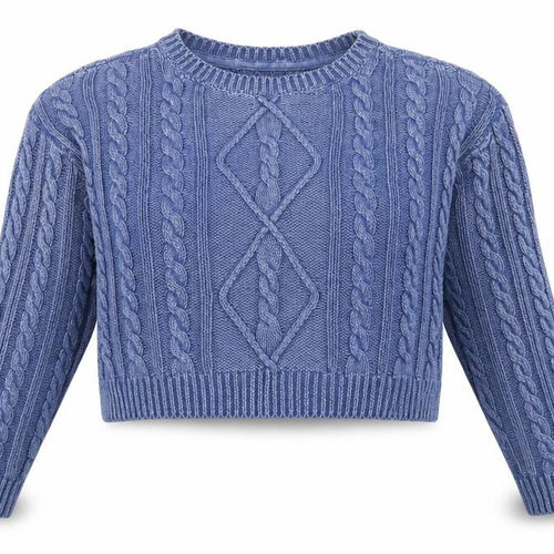Forever 21 Women’s Blue Cable Knit Crew Neck Jumper Size L