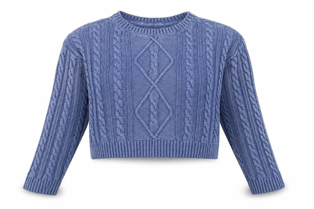 Forever 21 Women’s Blue Cable Knit Crew Neck Jumper Size L