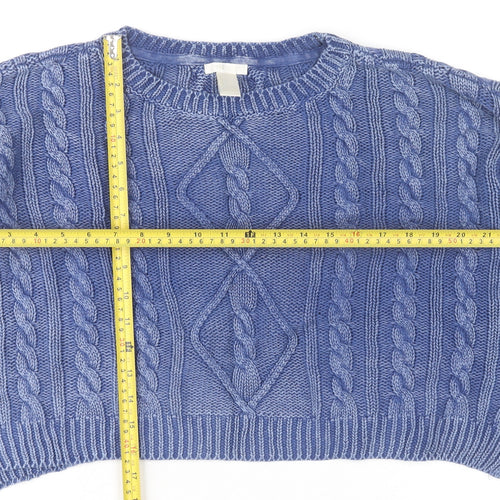 Forever 21 Women’s Blue Cable Knit Crew Neck Jumper Size L