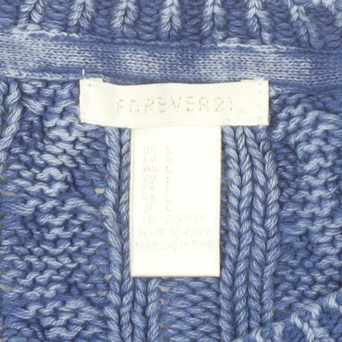 Forever 21 Women’s Blue Cable Knit Crew Neck Jumper Size L