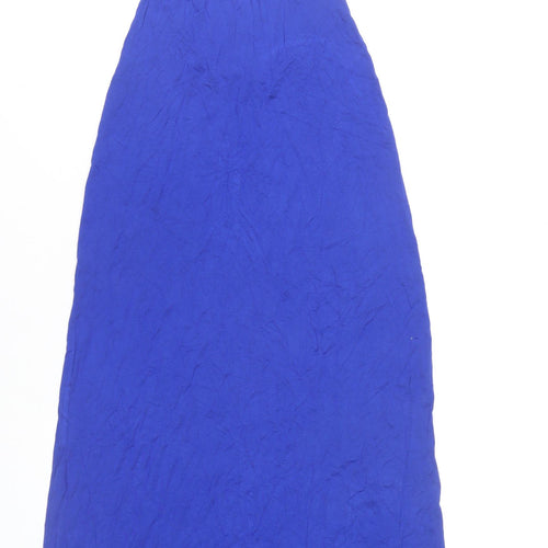 Boohoo Women’s Blue Maxi Dress Size 8 Sleeveless V-Neck Stretch