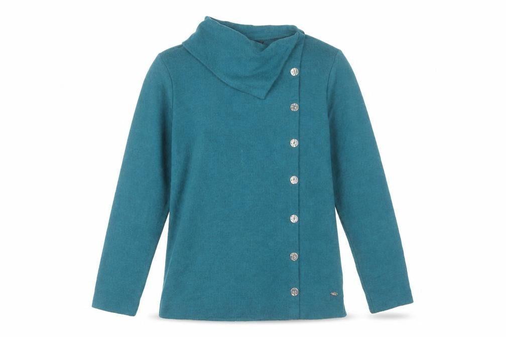 TIGI Womens Green Cowl Neck Button Cardigan Jumper Size 10