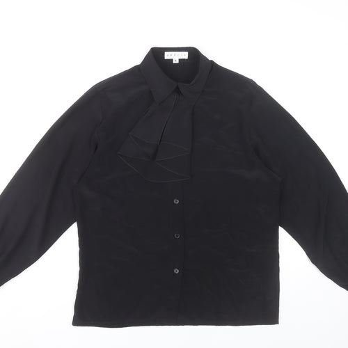 Precis Womens Black Size 8 Long Sleeve Collared Blouse