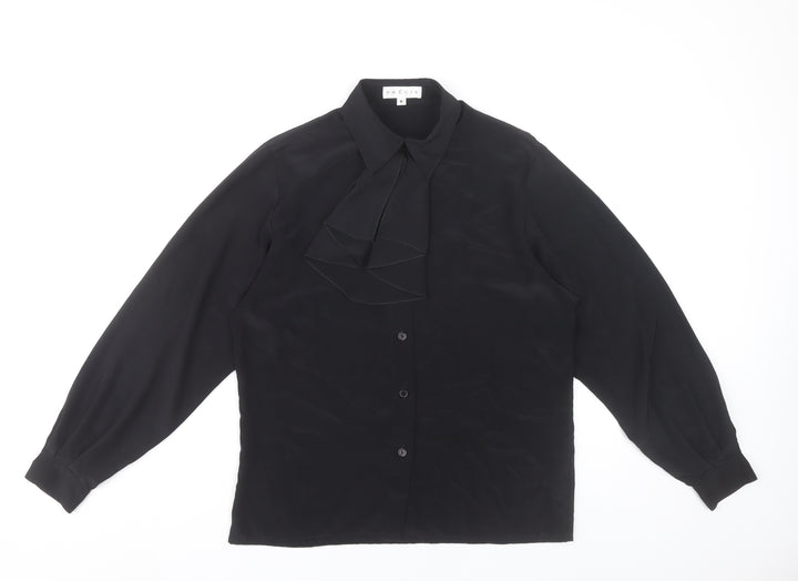 Precis Womens Black Size 8 Long Sleeve Collared Blouse