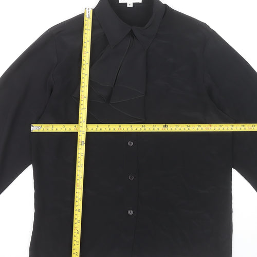 Precis Womens Black Size 8 Long Sleeve Collared Blouse