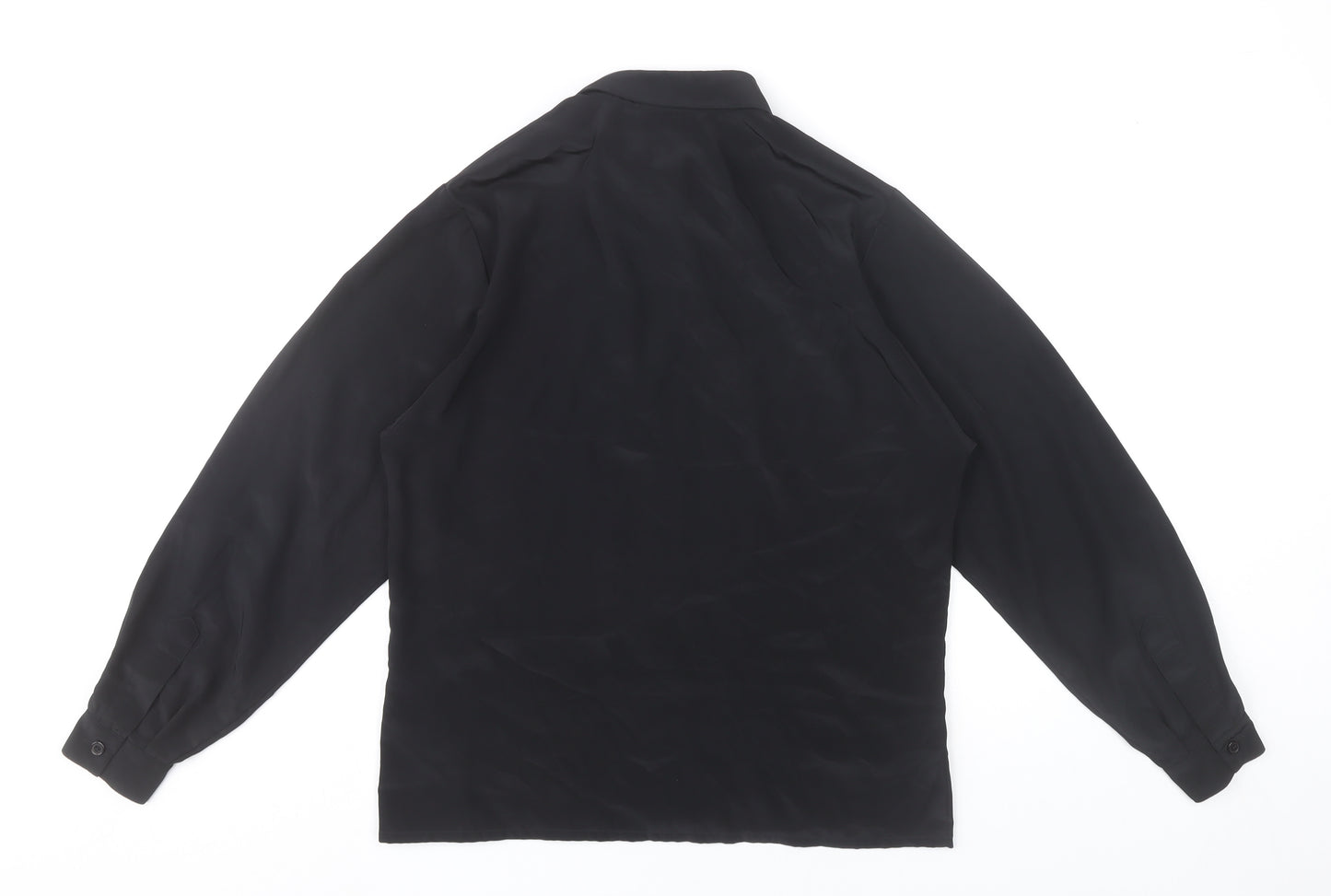 Precis Womens Black Size 8 Long Sleeve Collared Blouse