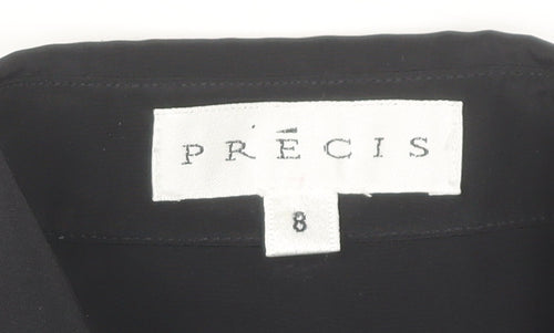 Precis Womens Black Size 8 Long Sleeve Collared Blouse