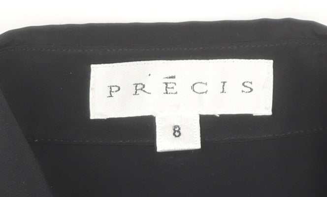 Precis Womens Black Size 8 Long Sleeve Collared Blouse
