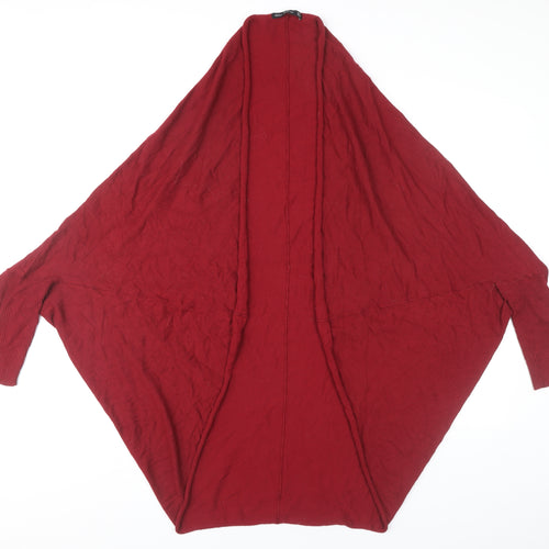 Zara Women Red Knit Dolman Sleeve Open Front Cardigan Size 12