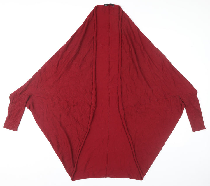 Zara Women Red Knit Dolman Sleeve Open Front Cardigan Size 12