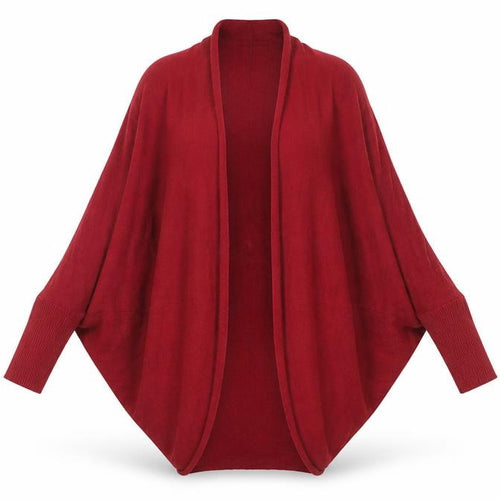 Zara Women Red Knit Dolman Sleeve Open Front Cardigan Size 12