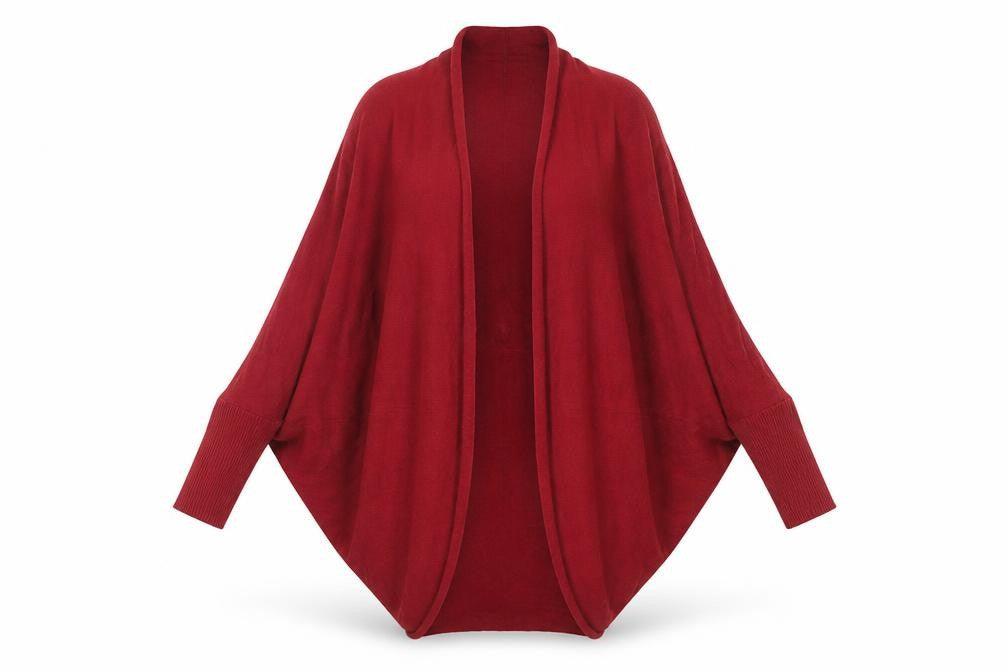Zara Women Red Knit Dolman Sleeve Open Front Cardigan Size 12