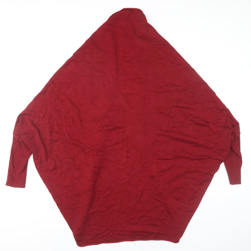 Zara Women Red Knit Dolman Sleeve Open Front Cardigan Size 12