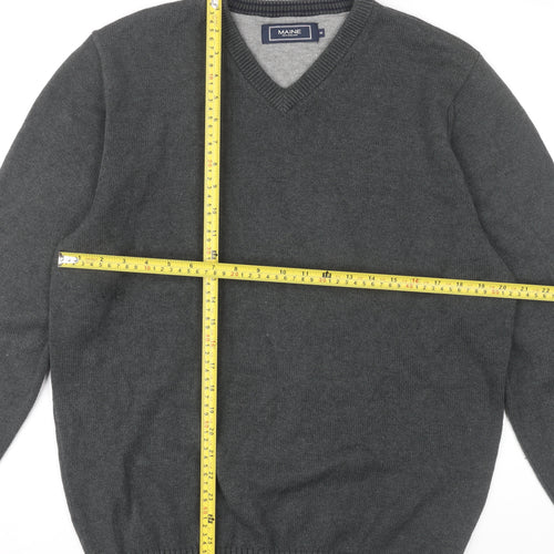 Maine New England Men's Grey Cotton V-Neck Jumper Size M