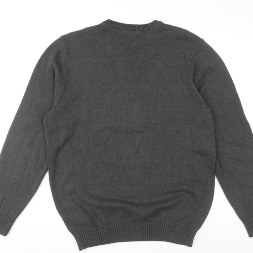 Maine New England Men's Grey Cotton V-Neck Jumper Size M